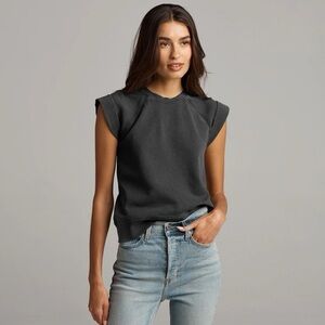 Rowan Estelle Cap-Sleeve Raglan Heritage Shirt Boxy Fit Charcoal Sz M Urban Chic